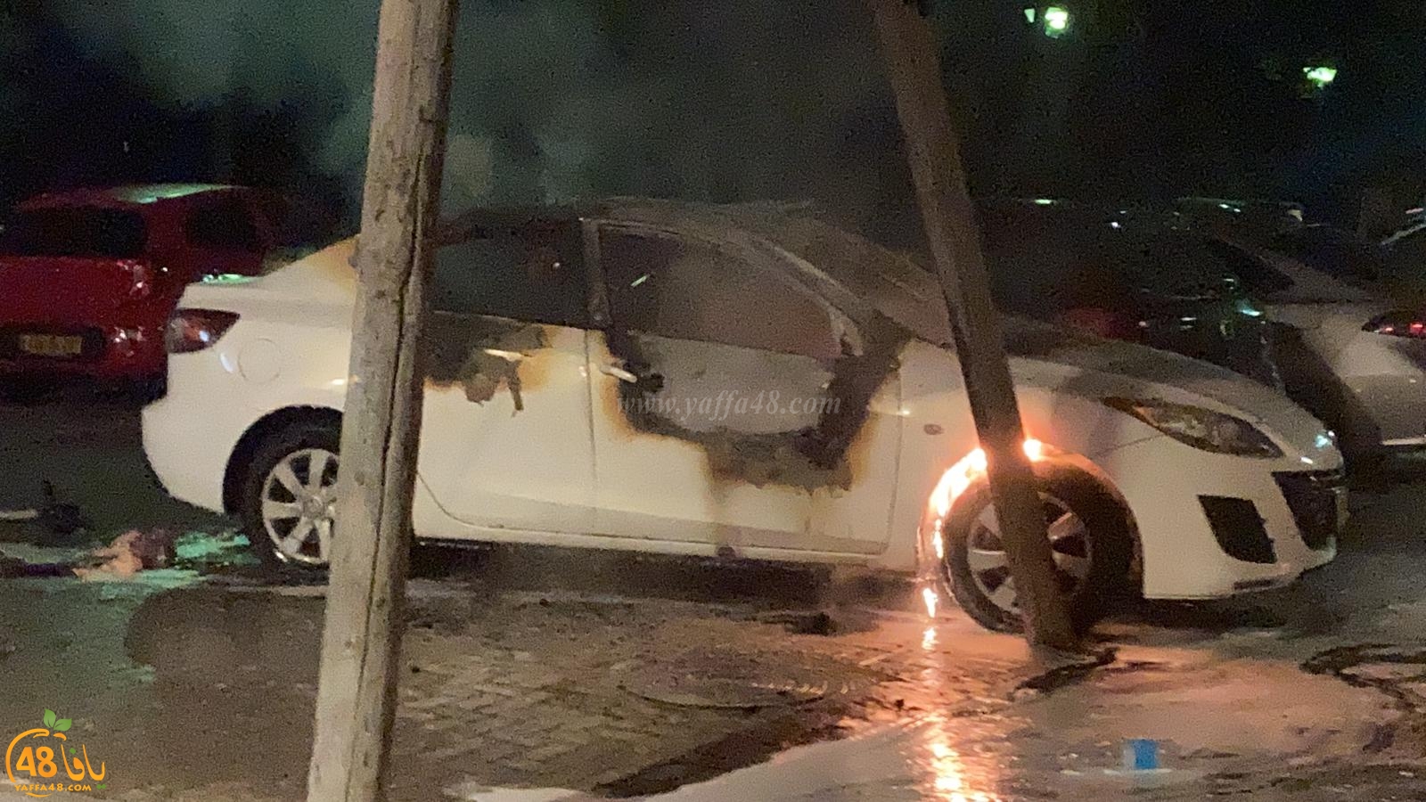 فجر اليوم - احتراق مركبة في مدينة يافا دون تسجيل اصابات 